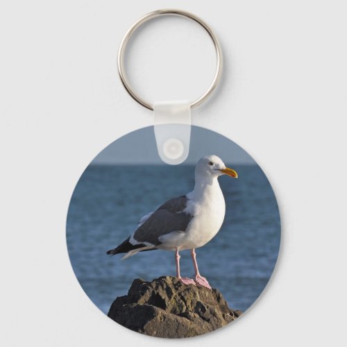 White seagull and ocean keychain