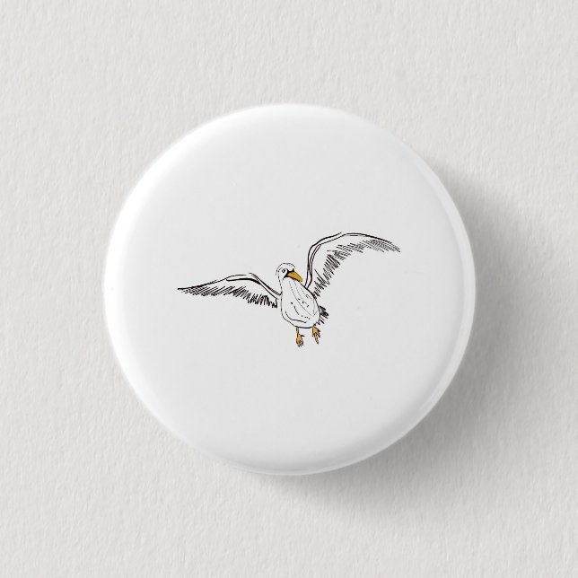 White seagull bird button (Front)