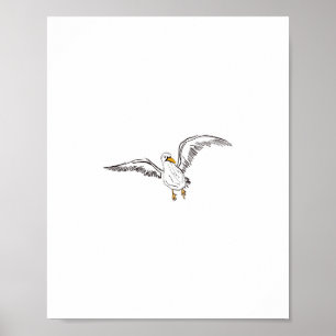 White seagull bird poster