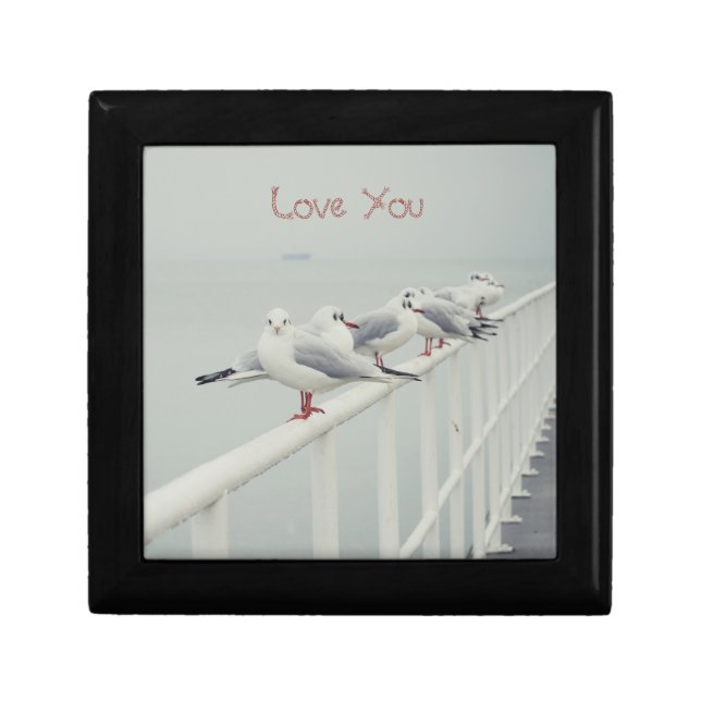 White seagull on a winter day gift box (Front)