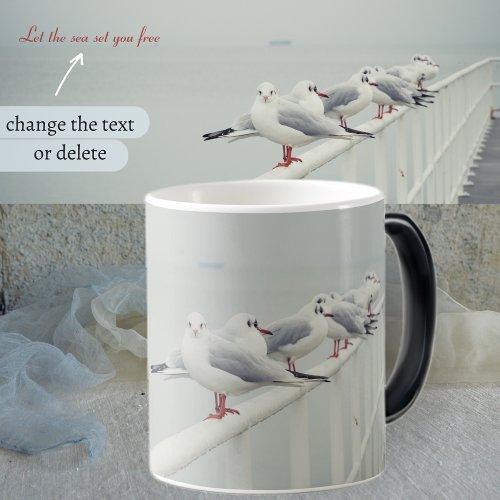 White seagull on a winter day magic mug