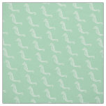White Seahorse Outline Over Seafoam Green Fabric