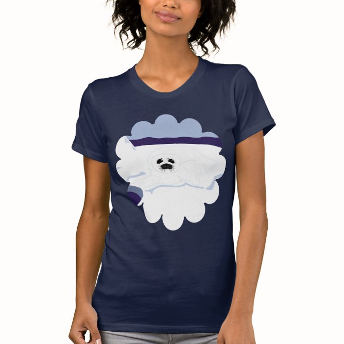 White Seal Pup on Iceberg Cartoon Art Tee Shirt