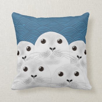 White Seals Throw Pillow by ellejai at Zazzle