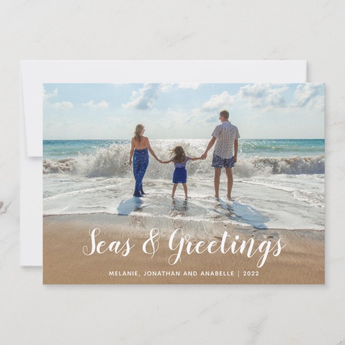 White Seas and Greetings Beach Christmas Holiday Card