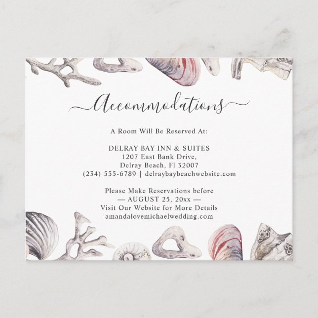 White Seashell Beach Accommodations Card (Front)