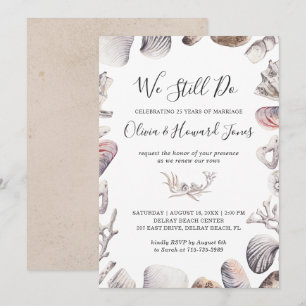 White Seashell Beach Vow Renewal Invitation