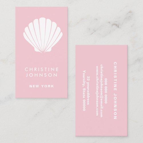 white seashell business card