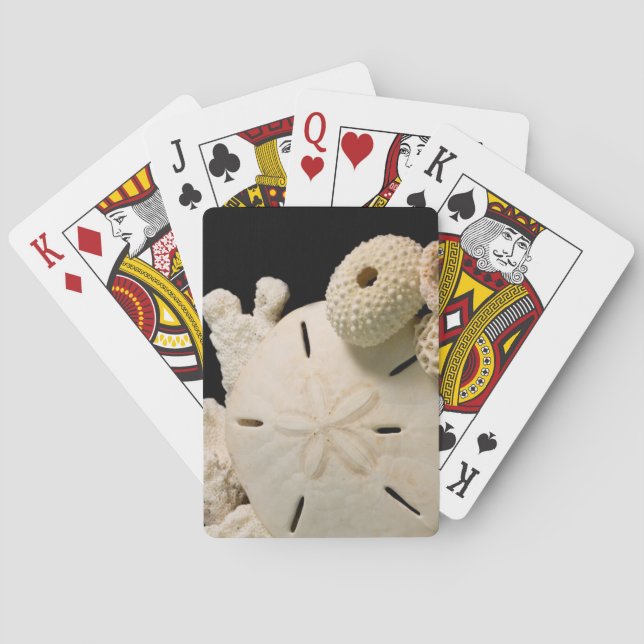 White Seashells And Sand Dollar Poker Cards (Back)
