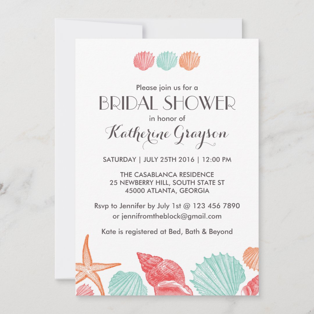 White Seashells Invitation for Beach Wedding | Zazzle