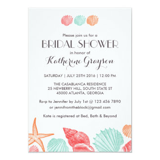 White Seashells Invitation for Beach Wedding