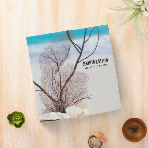 White Seashells on a Tropical Beach Wedding Plans 3 Ring Binder