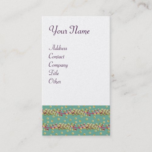 WHITE SEEDS IN GREEN light yellow pink white pearl Business Card