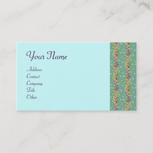 WHITE SEEDS  light blue yellow  green pink purple Business Card
