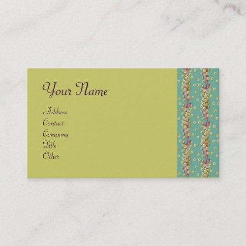 WHITE SEEDS  light yellow  green pink purple Business Card