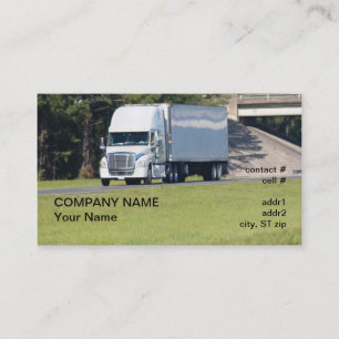 white semi truck and trailer business card