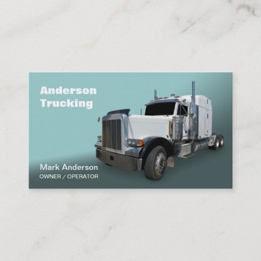 Customizable White Semi Truck Business Card