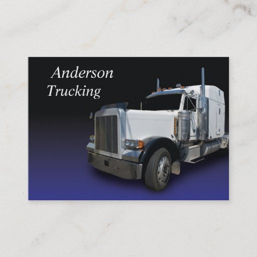 Customizable White Semi Truck Business Card