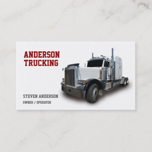 White Semi Truck Driver Business Card Template