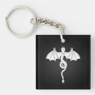 White Serpent Dragon Keychain