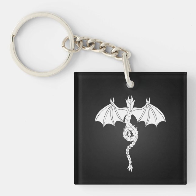 White Serpent Dragon Keychain (Front)