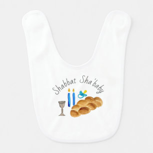 White Shabbat Sha'Baby Bib