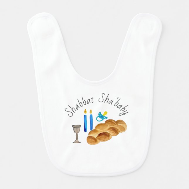 White Shabbat Sha'Baby Bib (Front)