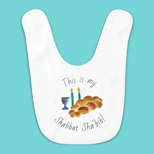 White Shabbat Sha'Bib Baby Bib