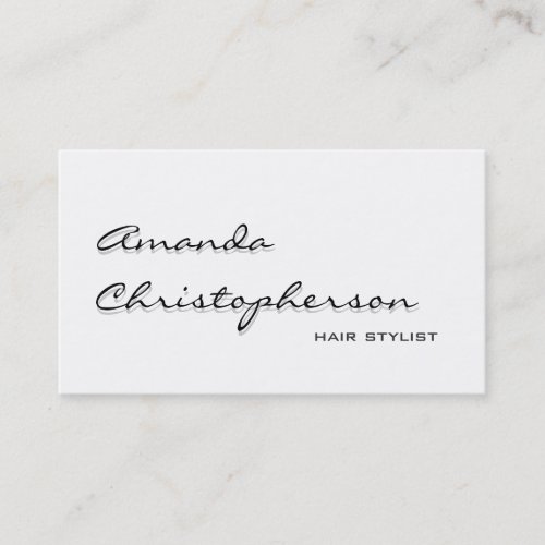 White Shadow Handwrite Hair Stylist Business Card