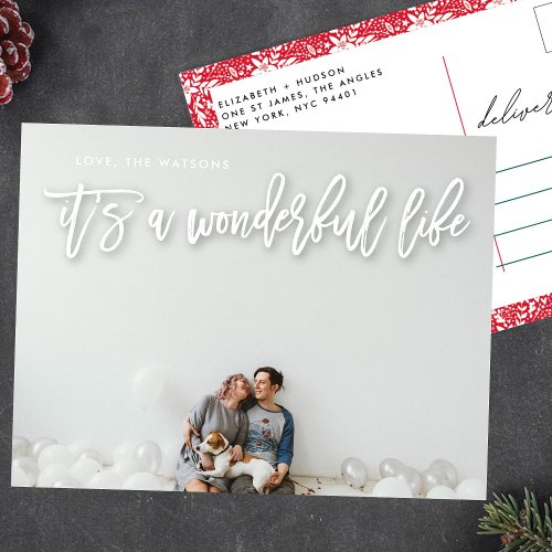 White Shadow Its a Wonderful Life Christmas Holiday Postcard