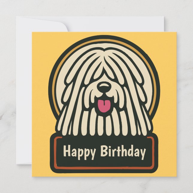 White Shaggy Dog Birthday Party Invitation (Front)