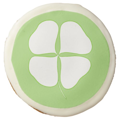 White Shamrock 4 Leaf Clover on Green Cookies