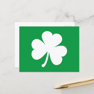 White Shamrock on Irish Green St Patrick's Day Postcard