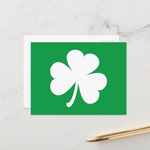 White Shamrock on Irish Green St Patricks Day Postcard