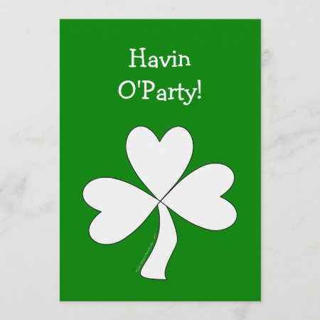 White Shamrock St. Patrick's Day Irish Good Luck Invitation