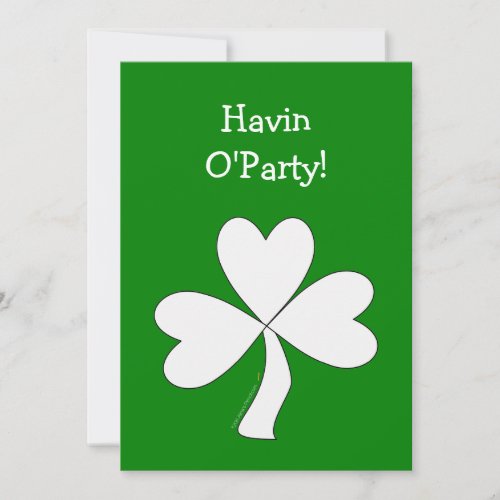 White Shamrock St. Patrick's Day Irish Good Luck Invitation