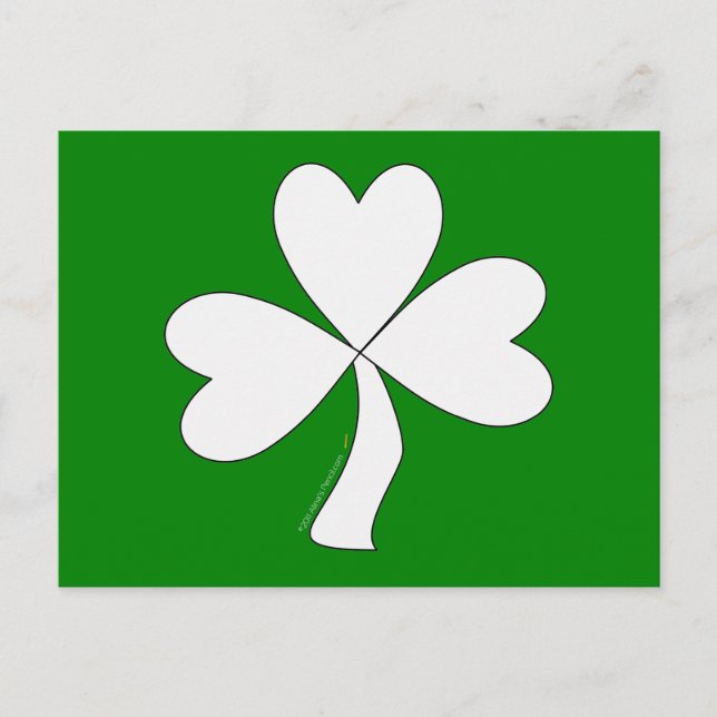 White Shamrock St. Patrick's Day Irish Good Luck Postcard (Front)