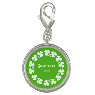 White Shamrocks Border Add Text Charm