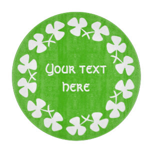 White Shamrocks Border Add Text Cutting Board