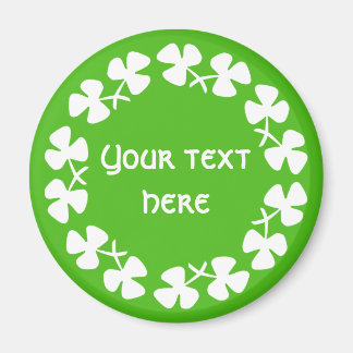 White Shamrocks Border Add Text Magnet