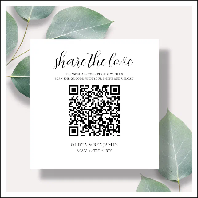 White | Share The Love QR Code Enclosure Card | Zazzle