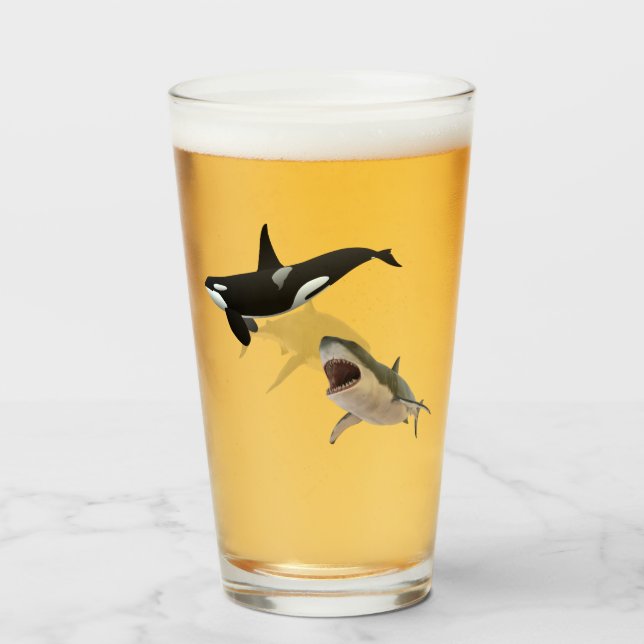White shark-killer wale glass (Front Filled)