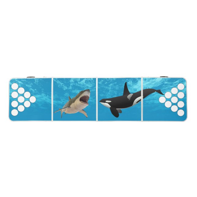 White shark Killer whale beer pong table (Top)