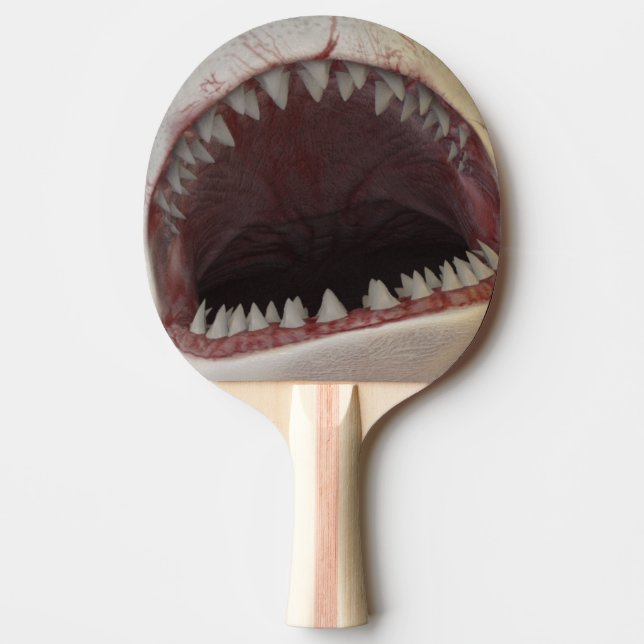 White shark mouth ping pong paddle (Front)