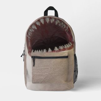 White Shark mouth Printed Backpack