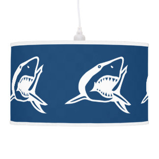 White Shark on blue background Hanging Lamp