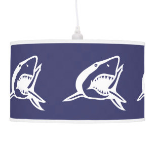 White Shark on blue background Pendant Lamp