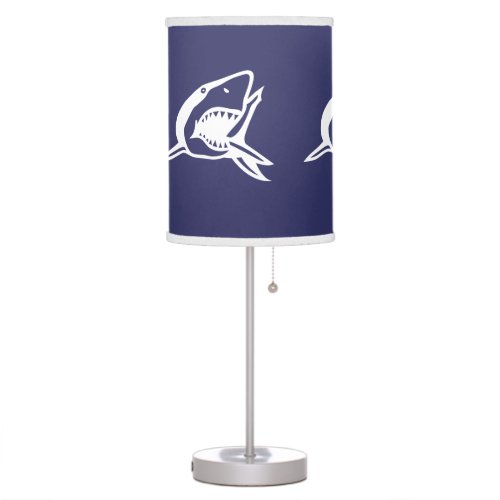 White Shark on blue background Table Lamp