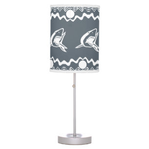 White Shark on Grey background Table Lamp