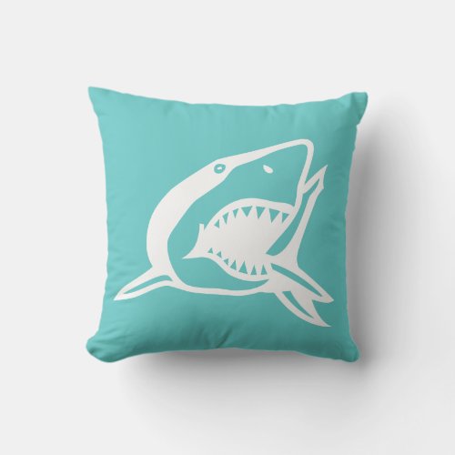white  shark on teal blue pillow
